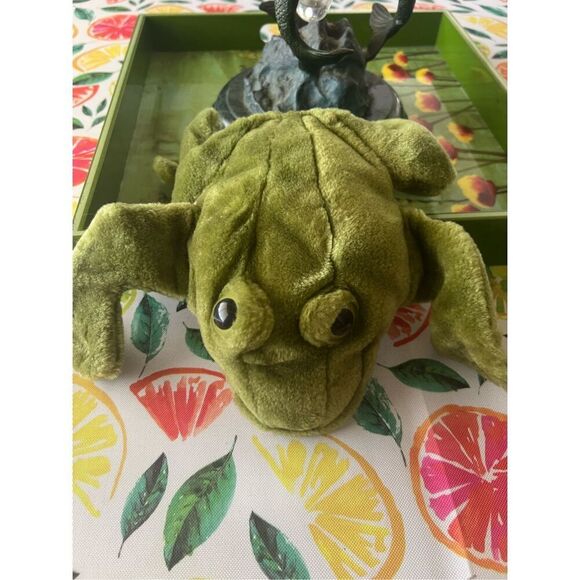 Three vintage plush hand puppets, jack rabbit, raccoon and frog folkmanis, dakin - Picture 10 of 16